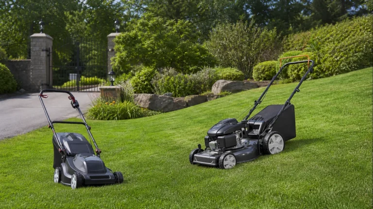 Push vs self propelled lawn mower comparison on flat and sloped turf
